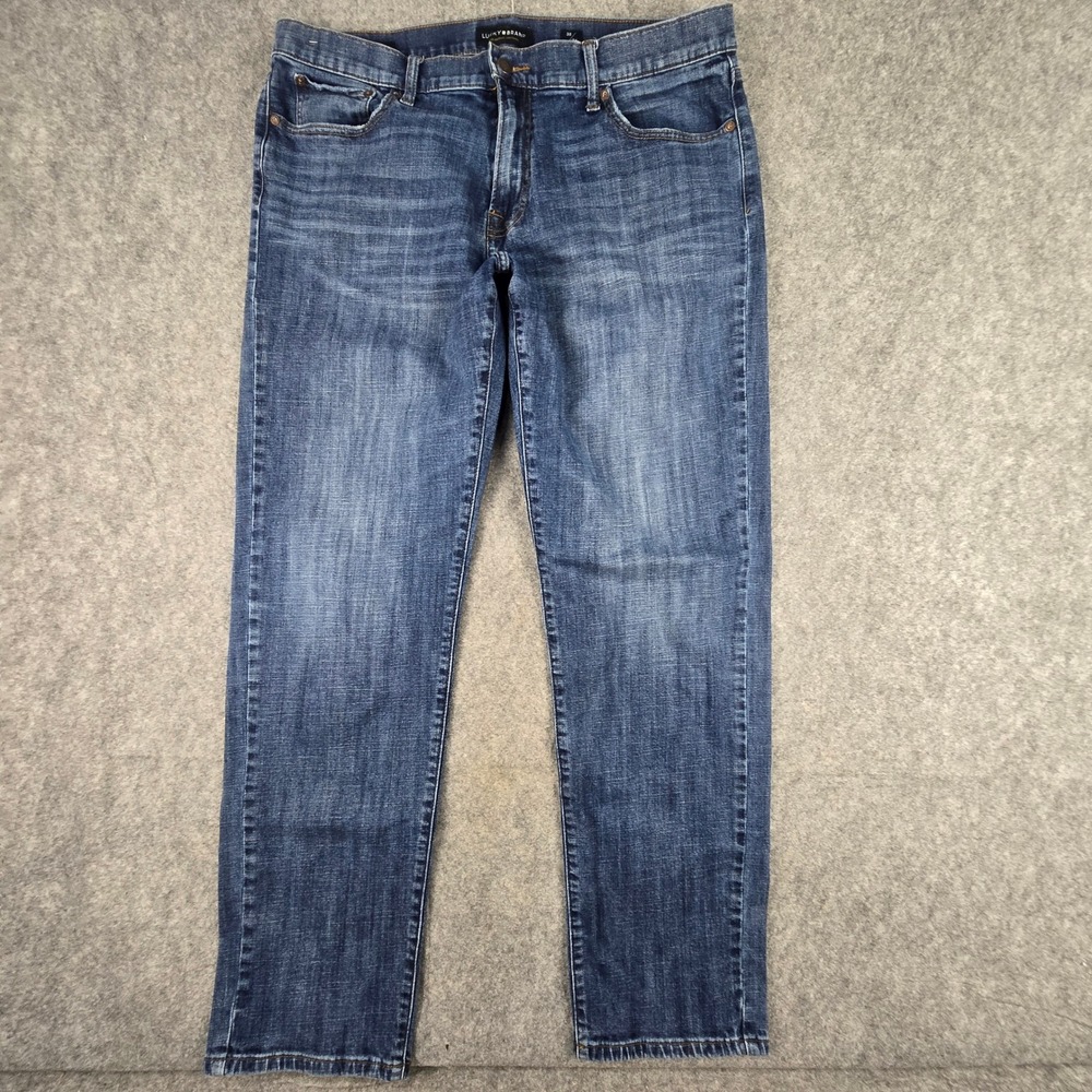 Lucky Brand 221 Straight Jeans Mens 38x34 Blue Medium Wash Classic Fit Denim